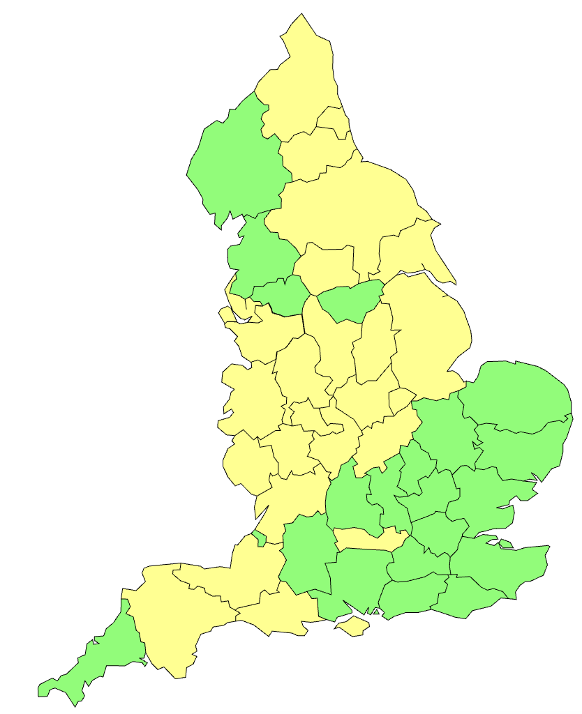 joel_colyer's tweet photo. English counties visited (plus also Midlothian and South Glamorgan, not on the map)
Top 5: Hertfordshire, Essex, Hampshire, Norfolk, Greater Manchester, Cambridgeshire https://t.co/Ijp3Vzuocy