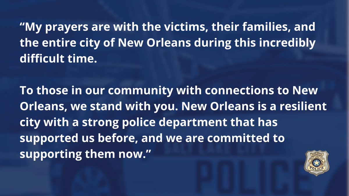New Orleans is a resilient city with a strong police department that has supported us before, and we are committed to supporting them now.

My full statement about the tragedy that unfolded early this morning in New Orleans.