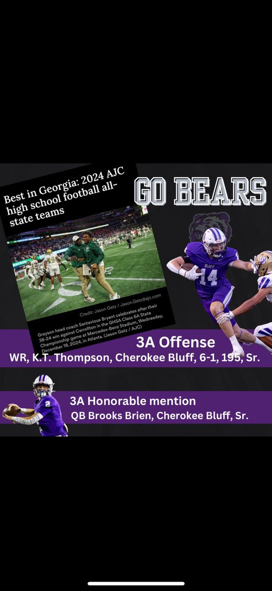 Brooks Brien (@brooksbrienqb) on Twitter photo Extremely Blessed to be named All State Honors! Hard Work pays off!!
<a href="/BluffRecruits/">CHEROKEE BLUFF FOOTBALL RECRUITS</a> <a href="/QBC_Atlanta/">QB Country Atlanta</a> <a href="/Phillip_Ely12/">Phillip Ely</a> <a href="/CoachMaxJames/">Coach Max James</a> <a href="/coach_dbaker/">Donny Baker</a> <a href="/CoachJesseStone/">Jesse Stone</a> @SU_Coach_Robles <a href="/coachmorrison58/">Zach Morrison</a> <a href="/CoachBeacham/">Tyson Beacham</a> <a href="/JordanTodman/">Jordan Todman</a> <a href="/coachpsrice/">Preston Rice</a> Extremely Blessed to be named All State Honors! Hard Work pays off!!
<a href="/BluffRecruits/">CHEROKEE BLUFF FOOTBALL RECRUITS</a> <a href="/QBC_Atlanta/">QB Country Atlanta</a> <a href="/Phillip_Ely12/">Phillip Ely</a> <a href="/CoachMaxJames/">Coach Max James</a> <a href="/coach_dbaker/">Donny Baker</a> <a href="/CoachJesseStone/">Jesse Stone</a> @SU_Coach_Robles <a href="/coachmorrison58/">Zach Morrison</a> <a href="/CoachBeacham/">Tyson Beacham</a> <a href="/JordanTodman/">Jordan Todman</a> <a href="/coachpsrice/">Preston Rice</a>