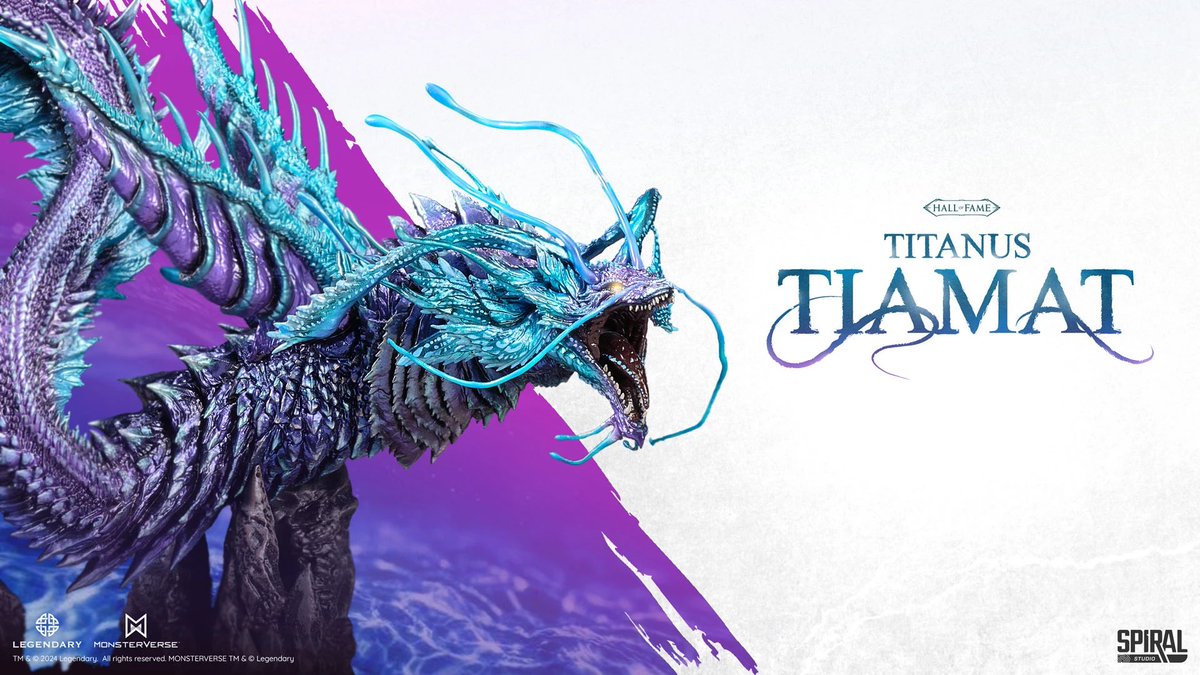 studio_spiral's tweet photo. Introducing Titanus Tiamat, a stunning masterpiece from Spiral Studio as part of the prestigious Hall of Fame series. This remarkable figure brings to life the awe-inspiring titan, capturing the essence of this mythical creature with exceptional attention to detail, making it a must-have for collectors and kaiju enthusiasts alike.

Titanus Tiamat is meticulously sculpted by a very talented Japanese sculptor ‘Tohno Susuki’(Susuki Garage), showcasing its formidable features and majestic presence. Every contour and detail is brought to life, presenting a strikingly realistic representation that will captivate fans of all ages.

This stunning Titan is also adorned with an intricate mix of chameleon metallic and fluorescent colors, elevating its visual appeal. The metallic finishes reflect light beautifully, while the fluorescent accents give Tiamat an ethereal glow, making it an eye-catching centerpiece in any collection.

Titanus Tiamat comes complete with a beautifully designed diorama that depicts a dramatic scene of volcanic rock at the seafloor. This intricately crafted base not only enhances the display but also adds an immersive element, allowing collectors to envision Tiamat in its natural, mythical habitat.

As part of the Hall of Fame series, Titanus Tiamat is a limited edition collectible that highlights Spiral Studio's commitment to quality and artistry. This is not just a figure; it’s a celebration of the mythical and the magnificent, ready to take its place in your collection and ignite your imagination!

ORDER DETAILS
・ Pre-order Starts: 1 January, 2025
・ Pre-order Ends: 31 January, 2025
・ Est. Arrival: September - October 2025
・ Price: $399

PRODUCT SPECIFICATIONS
・ 3D Sculpt by @SUSUKI_Garage (峠野ススキ)
・ Prototype by Carla Zhila
・ Dimensions - H: 46.2 cm / W: 25.2 cm / L: 42.1 cm
・ Materials: Solid PVC, Translucent PVC, PU Resin

TM & © 2024 Legendary. All rights reserved, MONSTERVERSE TM & © Legendary