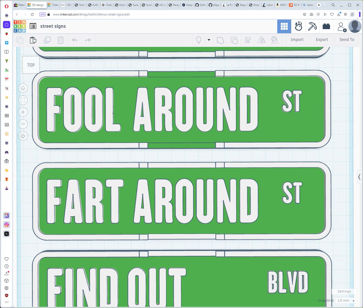 reprinted3D's tweet image. The response to my remixes of the "F*** Around" street signs was so nice, I've posted the files to #MakerWorld. In addition to making the signs larger, I added two family-friendly options for the top, &amp;amp; a cap for the top signs to complete the look.

Enjoy!
makerworld.com/en/models/9357…