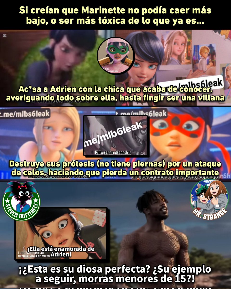 StevenButterfly's tweet photo. Salieron las primeras filtraciones de la temporada 6 en el que Marinette por hacer quedar mal a una chica que conoció a Adrien, estropeando su carrera en el que se definía un contrato importante, rompiendo sus prótesis y perdiendo dicho contrato 
#MiraculousLadybug #MLBS6Spoilers https://t.co/F0Aet9wiJy