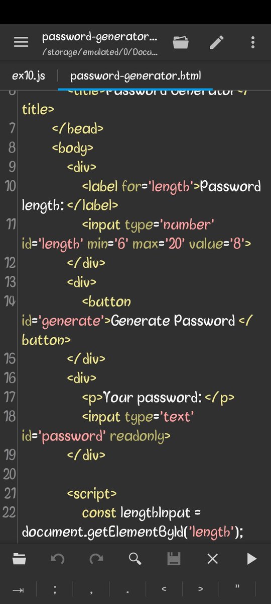 Do_gan12's tweet image. I tried creating a password generator using js. Ignore the lack of design💀 I'm focusing on learning the logic behind it. Any feature you think I should add to it??
#javascript