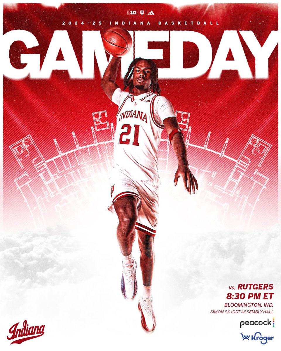 IndianaMBB's tweet photo. Late-night hoops at The Hall.

🆚 Rutgers
⏰ 8:30 p.m. ET
📺 Peacock
📍 Simon Skjodt Assembly Hall https://t.co/gb7lPcZhzK