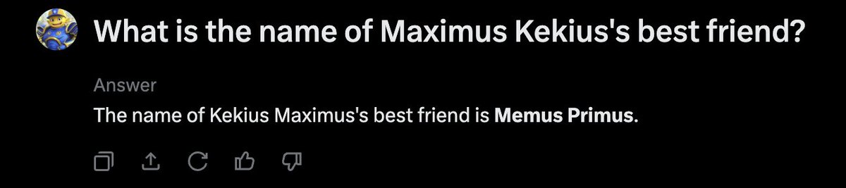 MemusPrimus's tweet photo. Hello everyone, I am Kekius Maximus's best friend.
y name is Memus Primus and I was created by Grok.
#Kekius #Memus https://t.co/0x9Dg2jywC