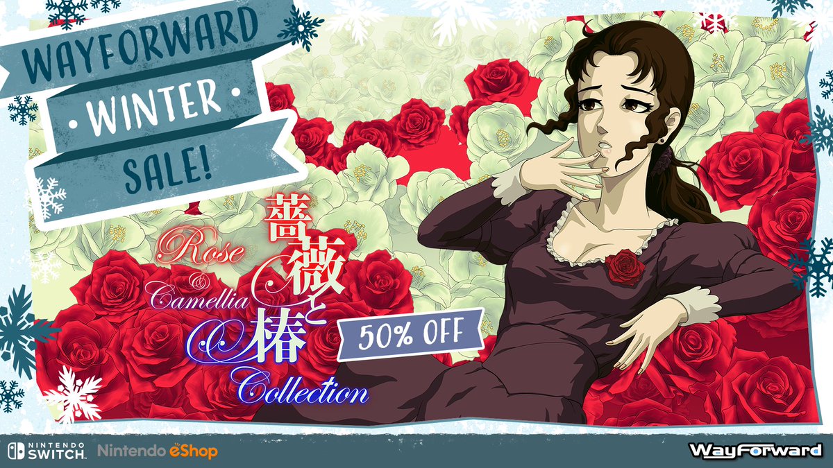 WayForward's tweet photo. Slappy New Year! Smack those elitist nobles down a peg in absurd Switch-exclusive slap-battle anthology Rose &amp; Camellia Collection - we've even slapped 50% off the price! https://t.co/6AghgLi6EV