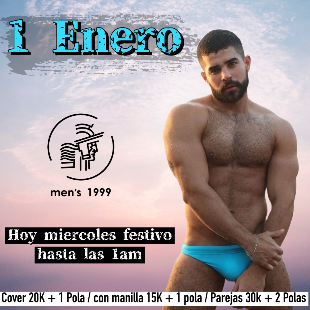 Hoy ❗️miércoles festivo 1 de enero llega a parchar sin camisa en Men’S  1999 😈, donde los manes más guapos de la ciudad se dan encuentro para compartir unas polas 🍻en un ambiente musical 🎶 único y en un lugar seguro para ti 👌.