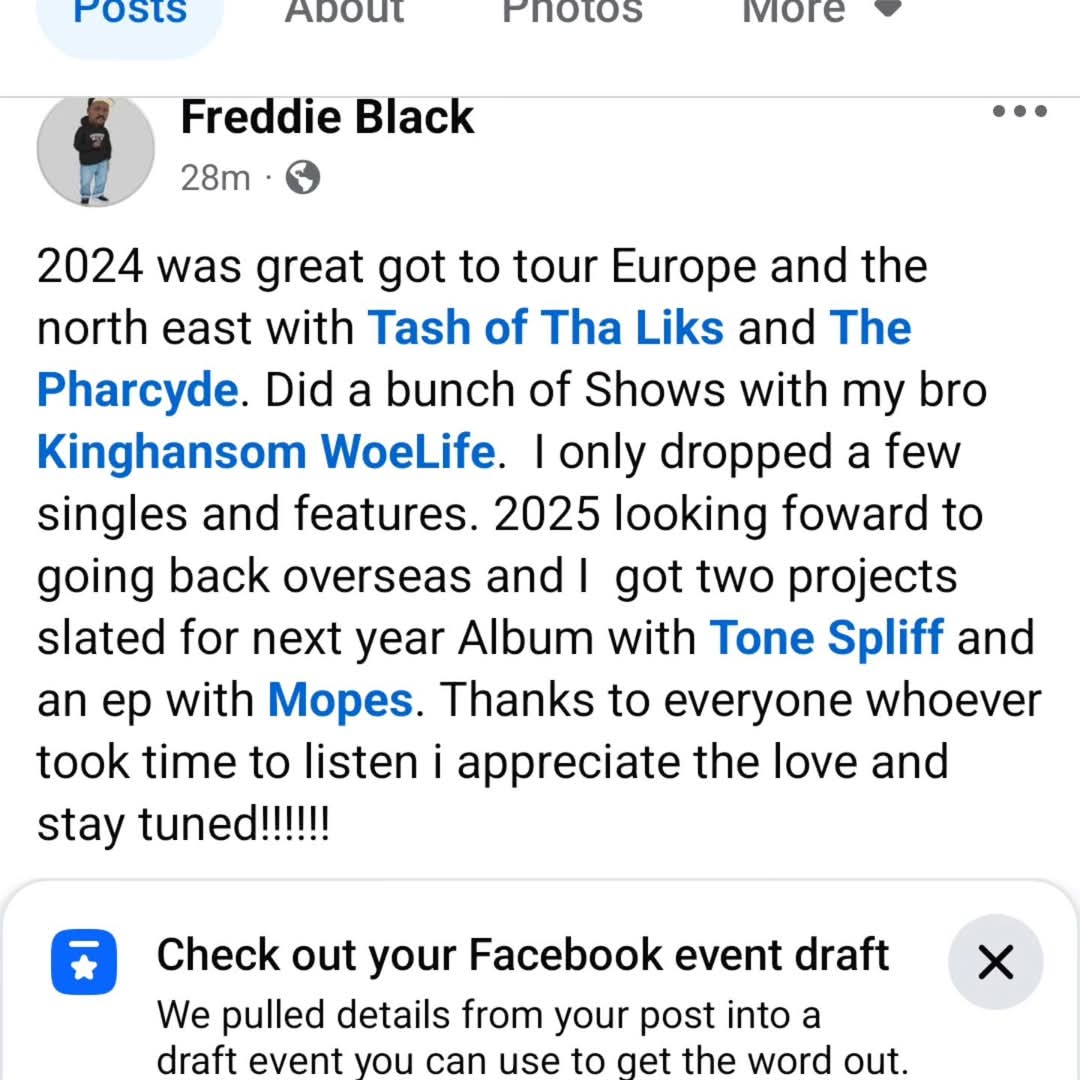 Freddie Black (@freddieblack401) on Twitter photo 2024 was a blast can't wait to do more dope shit in 2025! S/O #Tash <a href="/thepharcyde/">the pharcyde</a> <a href="/Kinghansom/">King hansom WoeLife</a> <a href="/ToneSpliff/">TONE SPLIFF</a> <a href="/mopes_sfr/">Mopes</a> and everyone who tapped in with me! 2024 was a blast can't wait to do more dope shit in 2025! S/O #Tash <a href="/thepharcyde/">the pharcyde</a> <a href="/Kinghansom/">King hansom WoeLife</a> <a href="/ToneSpliff/">TONE SPLIFF</a> <a href="/mopes_sfr/">Mopes</a> and everyone who tapped in with me!