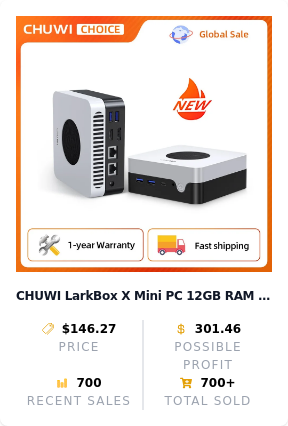 sourcing42's tweet photo. 🔥 Dropshipping Winning Products Suppliers found for 04 AM 02 Jan 2025
I've found reliable suppliers for recent hours of Amazon's Best Sellers (updated realtime) with INSANE profit margins 📈
Here's everything you need to know...
🧵👇

️1️⃣:  Laptop Computer | 15.6'' HD Display | Intel UHD Graphics | Intel Celeron N5095 4-Core Processor |12GB RAM | 512GB SSD up to Expandable 1TB | WiFi | 180°Open Angle | Windows 11 Laptop, Gray
🏆 Best Seller Rank 54
Alternative Aliexpress Best Selling Product:
  - CHUWI LarkBox X Mini PC 12GB RAM 512GB SSD Intel N100 Game PC UHD Graphics for 12th Gen Intel Processors WiFi 6 Desktop Computer
  - Profit: 301.46
  - Sales: 700
  - Link: https://t.co/D3xCwXD3k5

️2️⃣:  USB C Laptop Docking Station Dual Monitor HDMI for Dell/Lenovo/HP Laptop 14 in 1 USB C Hub Multiport Adapter Dongle Dock USB C to 2 HDMI 4K+DisplayPort+Ethernet+4USB+2USB C+100W PD Charger+SD/TF+Audio
🏆 Best Seller Rank 21
Alternative Aliexpress Best Selling Product:
  - Laptop Docking Station Dual Monitor 4K@30Hz, 8 in 1 USB C Hub with HDMI, 100Mbps, 65W PD, 2 USB, SD Card Reader, USB C Dock Comp
  - Profit: 21.69
  - Sales: 222
  - Link: https://t.co/AxUzosnlso

️3️⃣:  The Echo of Old Books: A Novel
🏆 Best Seller Rank 3
Alternative Aliexpress Best Selling Product:
  - Classic Magic Spinning Tops Toy Music Light Gyro Children's Toys with LED Flash Light Music Funny Toys Kids Boys Birthday Gift
  - Profit: 12.07
  - Sales: 500
  - Link: https://t.co/ZTbIBmWjsP

️4️⃣:  50PCS Smutty Book Stickers for Kindle Adult,Bookish Smut Reading Booktok Dark Romance Case Journal Water Bottle Sticker Spicy Lover Gift Funny Aesthetic Pink Laptop Phone Decal Decor (Bookish)
🏆 Best Seller Rank 15
Alternative Aliexpress Best Selling Product:
  - 10/50pcs Cartoon Book Worm Book Reading Stickers Notebook Diary Motorcycle Skateboard Computer Decal Luggage Graffiti Sticker
  - Profit: 0.45
  - Sales: 1000
  - Link: https://t.co/QzLOWqEShs

🚀 Want to know more? Check out the full list of alternatives of this time's Amazon's Best Sellers here: https://t.co/A3jt4Ojr3J