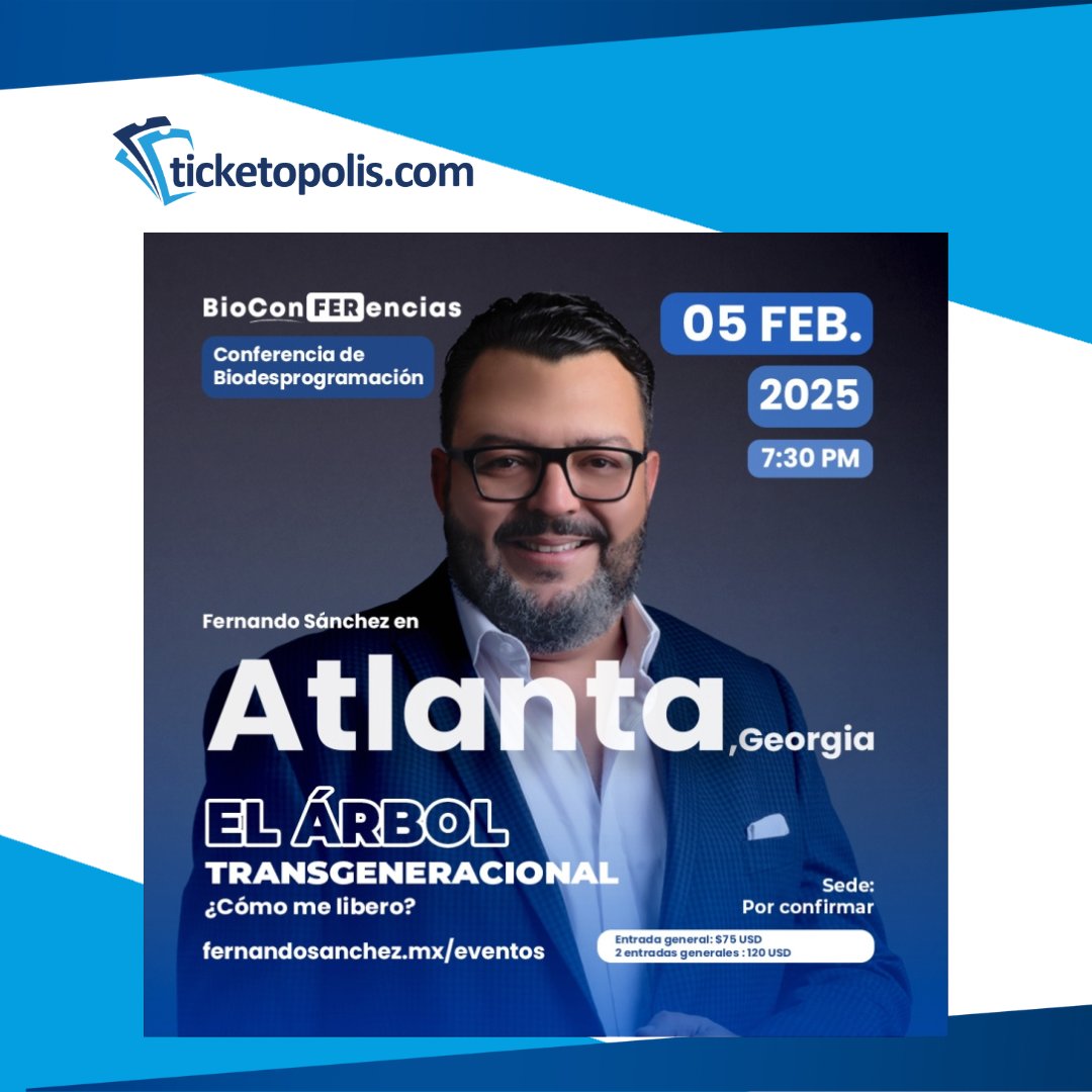 🌿✨ ¡Descubre la Bio-Conferencia Atlanta 2025! ✨🌿

📅 5 de Febrero, 7:30 pm.
📍 Atlanta, Georgia.
🎟️ Boletos en: ticketopolis.com/bioconferencia…

 #Ticketopolis #BioConferencia2025 #BienestarIntegral #EventosEnAtlanta