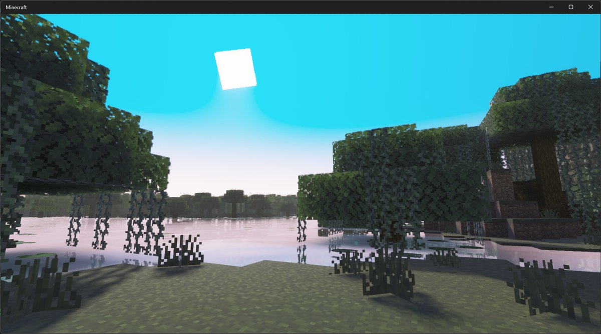 Currently working on some cool deferred (kind of like #shader) pack for #Minecraft #Bedrock, what  are your thoughts? I do plan on overhauling the sun colors and sky  colors, daytime at least...