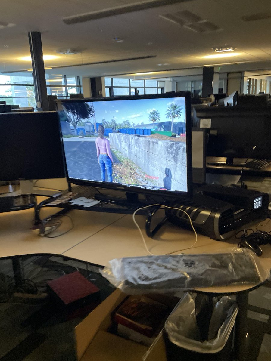 GTAVInewz's tweet image. BREAKING: An alleged screenshot of GTA 6 inside one of Rockstar's developer studios has been leaked with a PS5 dev kit nearby that was given out in 2019-2020