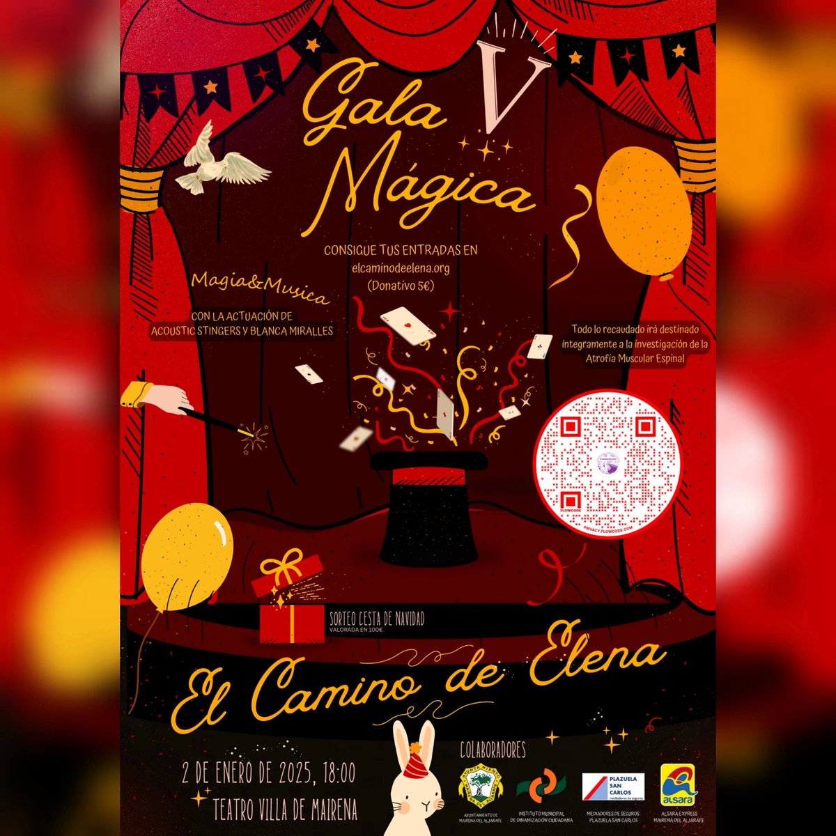 ¡Para mañana aún quedan 150 butacas!
No te quedes sin la tuya, desde las 16:00 estaremos en el teatro hasta el comienzo de la gala a las 18:00 para que puedas disfrutar de una tarde mágica.
Acércate al Teatro Villa de Mairena del Aljarafe y recógela (hasta completar aforo).