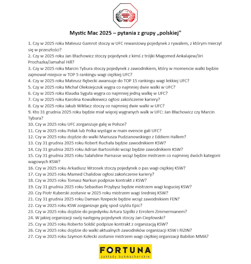 PProkulski's tweet image. 🔮 Czas na Mystic Mac 2025 🔮
Garść informacji – przeczytajcie uważnie 🔍
Partnerem IV edycji zostaje @eFortunapl, która przygotowała dla was atrakcyjne upominki ❤️
Mystic Maca w 2025 roku wpiera również @MarcinTybura, który przekaże podpisane rękawice z walki z Taiem Tuivasą…