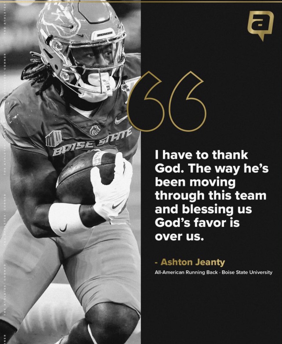 Proud of you young man. Your future is as bright as it gets. Keep God 1st which I know u will. Dismiss the fools that are negative on every day that ends with a “Y”. You are HIM my man. Got has u covered. Ashton Jeanty