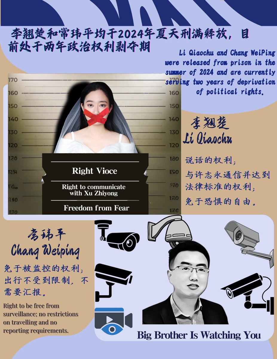 FreeXuDing's tweet photo. For Liu Jiacai and Zhang Zhongshun, who were under the pretext of ‘state secrets’, their basic right to live may be in danger. Li Qiaochu and Chang Weiping, who were released, cannot live in fear during their political rights deprivation period…… https://t.co/rQu2TJjAV0