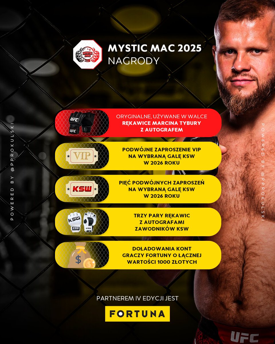 PProkulski's tweet image. 🔮 Czas na Mystic Mac 2025 🔮
Garść informacji – przeczytajcie uważnie 🔍
Partnerem IV edycji zostaje @eFortunapl, która przygotowała dla was atrakcyjne upominki ❤️
Mystic Maca w 2025 roku wpiera również @MarcinTybura, który przekaże podpisane rękawice z walki z Taiem Tuivasą…