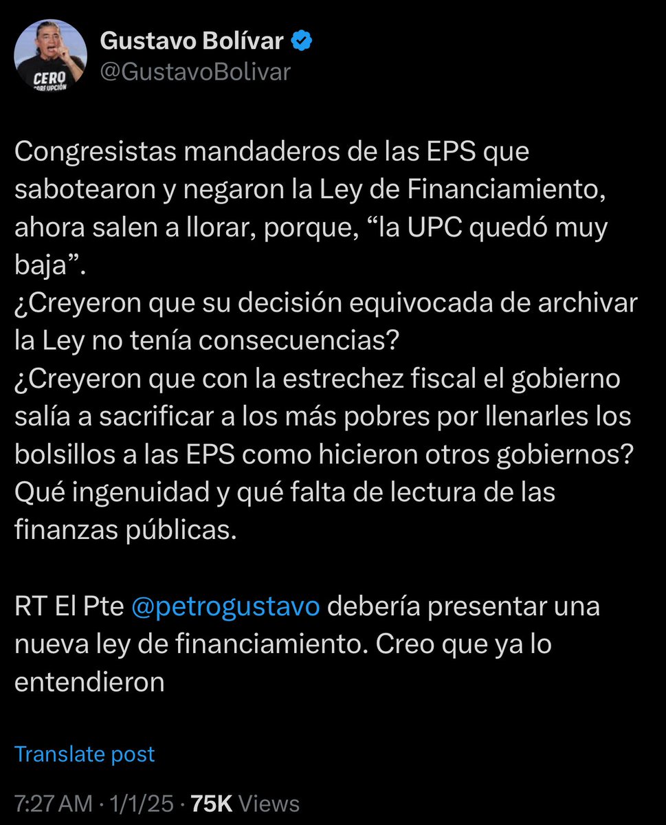 coherenciaporf's tweet photo. Este trino de @GustavoBolivar es la sentencia del fin del Petrismo, hay que ser muy animal para reconocer una venganza en una red social. 

@petrogustavo. https://t.co/eKKysFZg5F