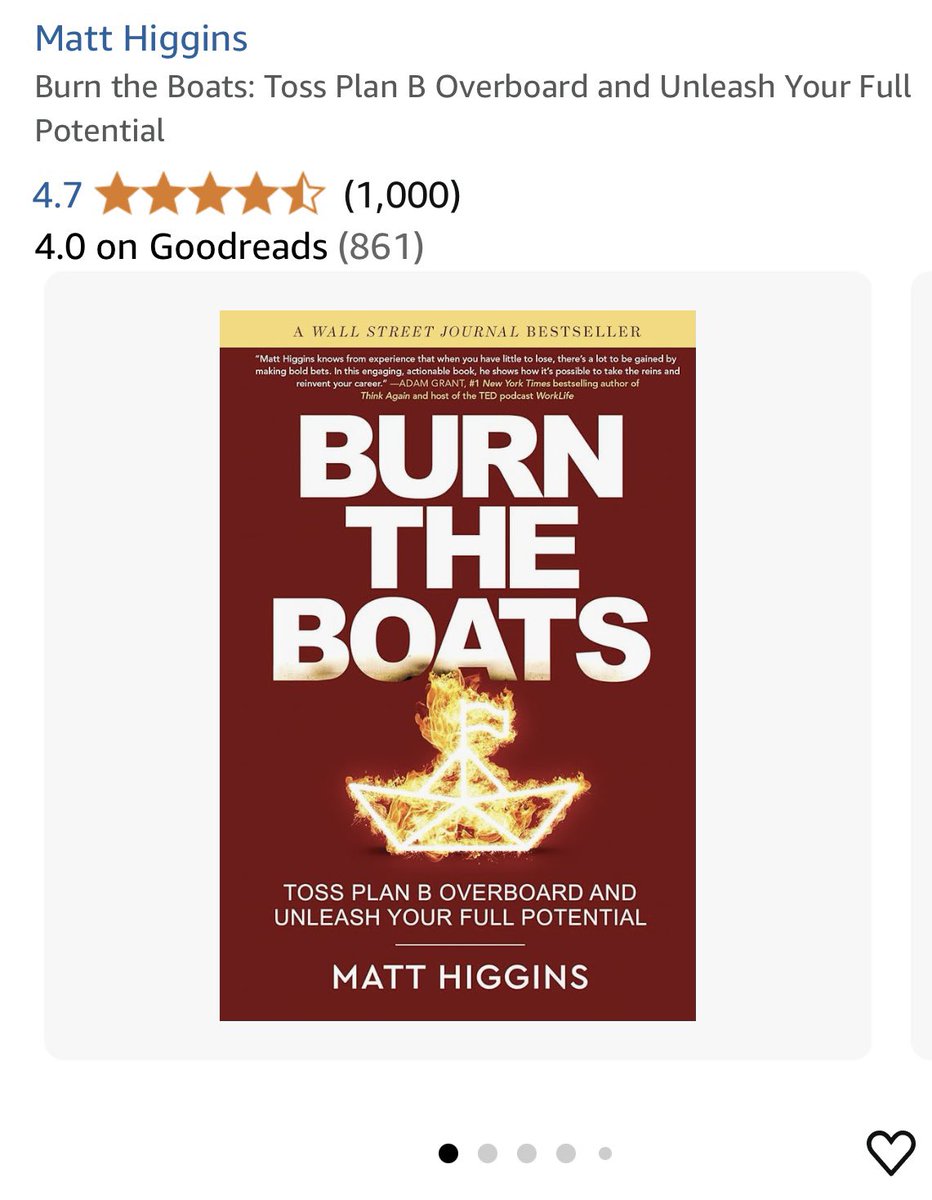 mhiggins's tweet photo. When I wrote Burn the Boats, I wanted to live the message of the book, so I needed something to burn the boats for.

My motivation was that I didn’t want to quit on my own book. 

I know that words have the power to change the trajectory of someone’s life if they are received at the right moment. But most books die because the author is too embarrassed to rep their own art in the face of apathy. No one else cares so you stop caring. 

To keep me grinding, I set an arbitrary yet unrealistic goal of hitting 1,000 ratings before the two year anniversary, something less than 1/10 of one percent of all books achieve. 

Problem is I don’t have a podcast. I’m not an influencer. I don’t sell curriculums online. I don’t have an email list. 

I just have a dream to hold up a mirror to human potential. I come from dirt and the stigma and shame of poverty and fear of ridicule made me self censor my own ambition at so many crossroads. 

And then I got my first tattoo (burn the boats in Chinese 破釜沉舟) so I’d have to face myself in the mirror every morning if I quit. 

I didn’t really have a strategy on how to make it feasible without a community to tap into.

I just gave myself no option. 

And I did the only thing that made sense to me, which is to DM every single person that ever publicly mentioned the book and thank them, day and night for two years, and listen to their beautiful  stories of transformation. Many tears flowed over these two years. 

A global community of boat burners started forming around the central premise.

Businesses were born. Promotions were secured. Jobs quit. Toxic relationships ended. Hesitation abandoned.

Eventually, the book was translated into Arabic, Chinese, Spanish, so many languages. All over the world. 

On NYE, two months ahead of my goal, Burn the Boats hit 1,000 ratings with hundreds of testimonials of a better life.

It was an arbitrary goal to prove a point: 

When you commit to something beyond your reach, you don’t need to know HOW you will achieve the goal. 

You just need to know WHY.

And give yourself no other option.

You burn the boats.

Happy New Year everyone!  

Thank you for your amazing support on this journey🔥⛵️