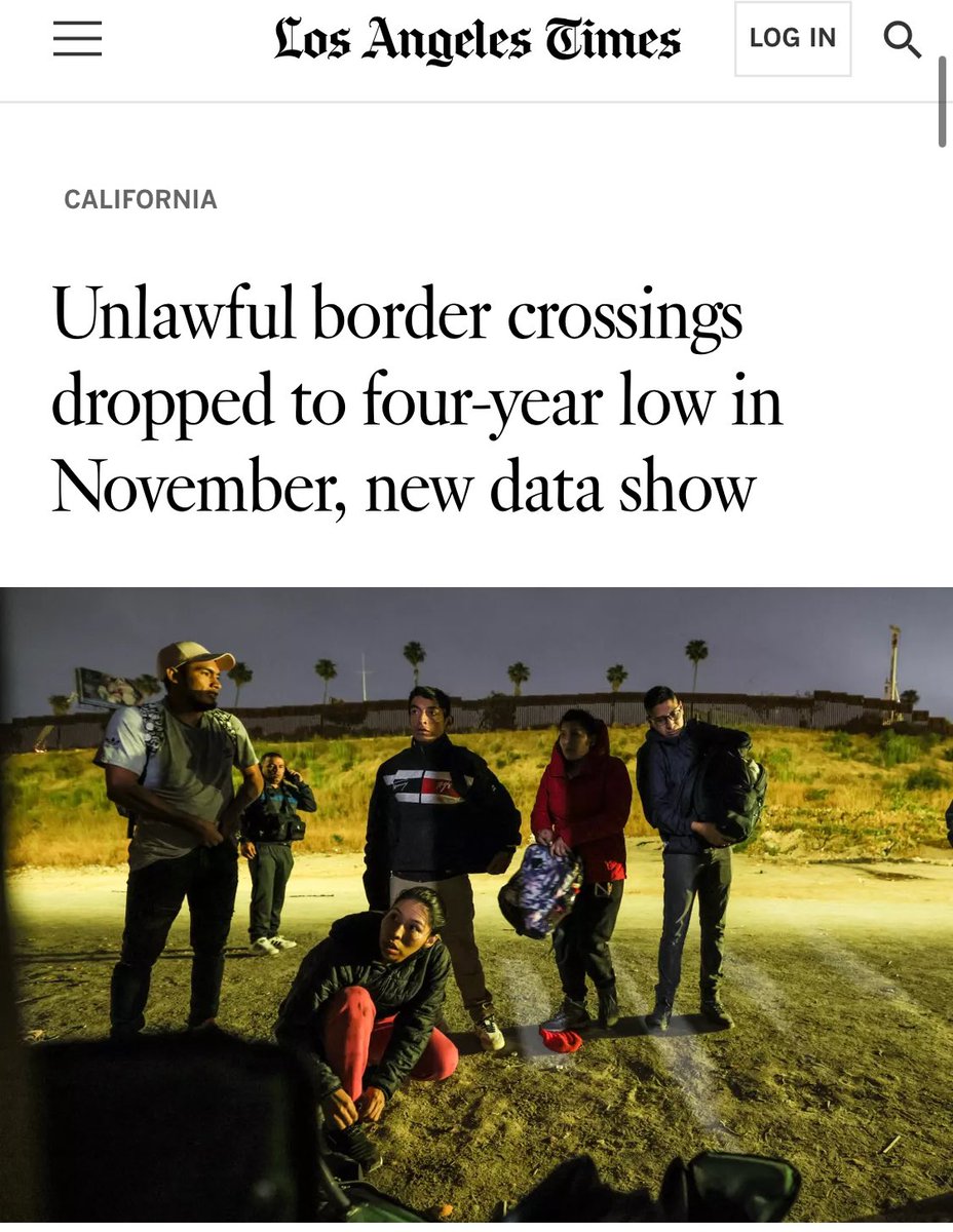 RpsAgainstTrump's tweet photo. Illegal border crossings have fallen to their lowest level in four years, according to U.S. Customs and Border Protection. In November, 46,610 individuals were stopped between ports of entry.

The number of illegal crossings that month marked an 18% decrease from the previous month, and the lowest level since July 2020, the agency said.