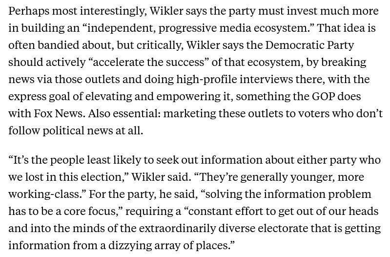 GregTSargent's tweet photo. This is why it's critical to press the DNC chair candidates on their solutions to the info gap. I interviewed three of the leading hopefuls about this, and Ben Wikler offers what I think is the most concrete agenda for dealing with it (see screen caps):
https://t.co/VvKYlYdfw3 https://t.co/n9gImUq3yV