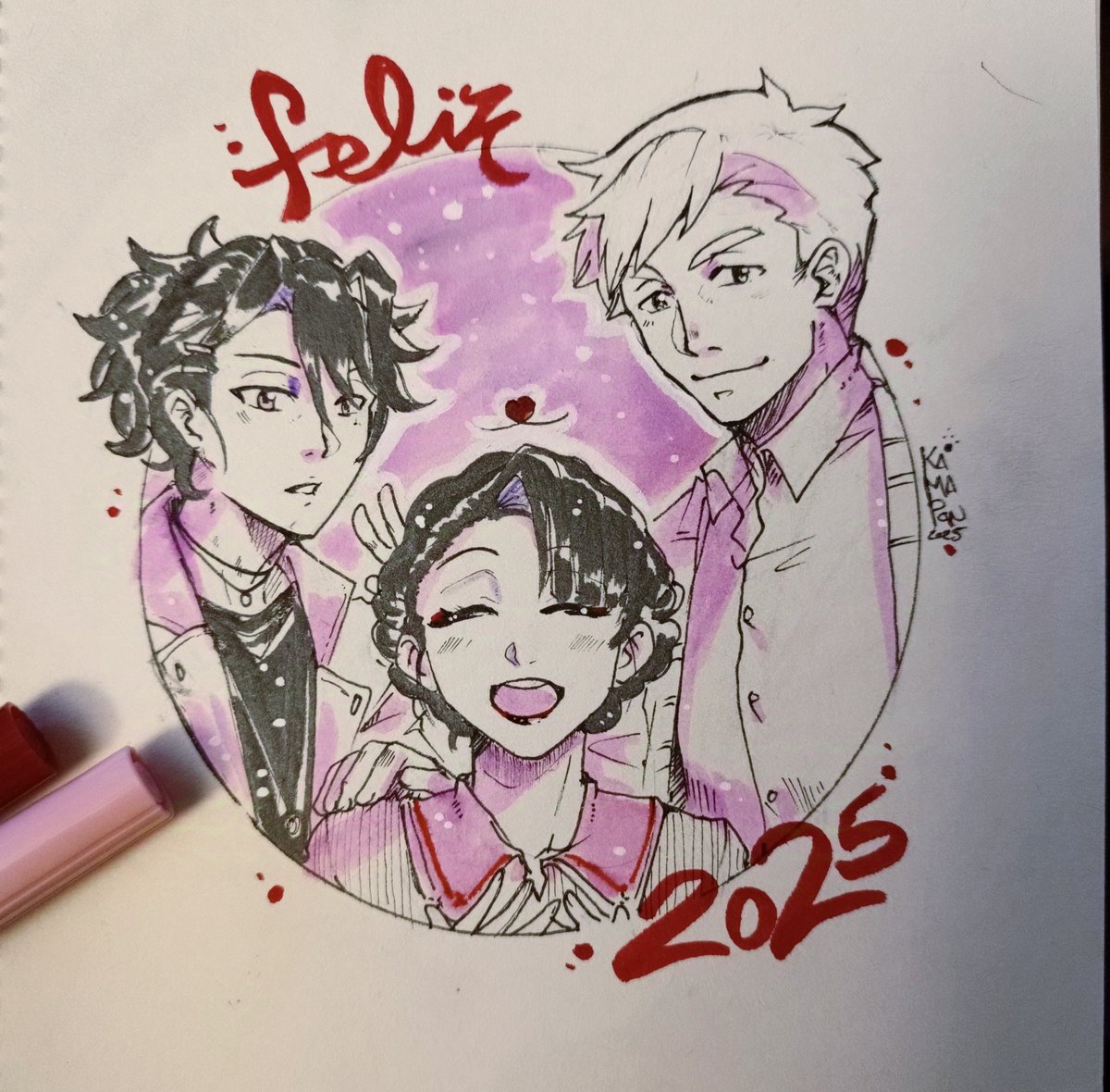 kamapon's tweet photo. Feliz 2025!! ✨✨✨
Nana, Liam y Alex os desean un añazo lleno de café calentito y tartas deliciosas 🍰 https://t.co/d3dFvLYF8T