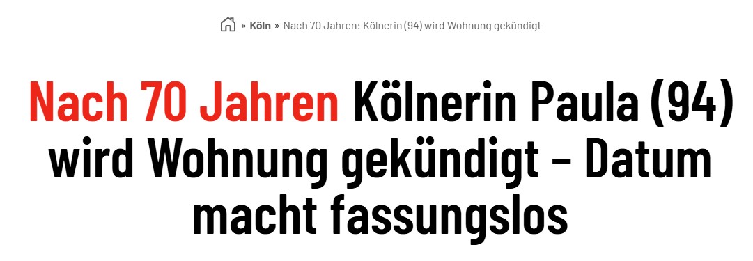 94 Jähriger wird wegen "Eigenbedarf" am Heiligabend gekündigt, die Hausbesitzerin möchte angeblich zukünftig in #Köln in der Nähe ihrer weiteren geerbten Häuser leben. Eigentum ist ein so schweres Schicksal, befreien wir 2025 die Bonzen von dieser Last.

express.de/koeln/nach-70-…