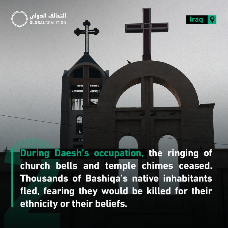 coalition's tweet photo. Bashiqa, known as the 'City of Brotherhood and Coexistence', showcases Iraq’s rich mosaic of diverse religious and ethnic communities living together in harmony. #TogetherForIraq