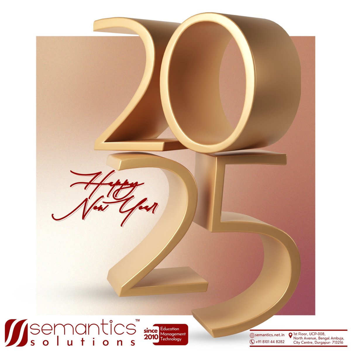 SemanticsLive's tweet photo. 🎉✨ Happy New Year 2025! ✨🎉
Team Semantics wishes you a year of learning, growth, and limitless possibilities! 🌟
💡 Let’s empower minds, foster innovation, and create pathways to success in 2025.
Here’s to a year of knowledge, achievement, and turning dreams into reality! https://t.co/Mj9AKYsWc9