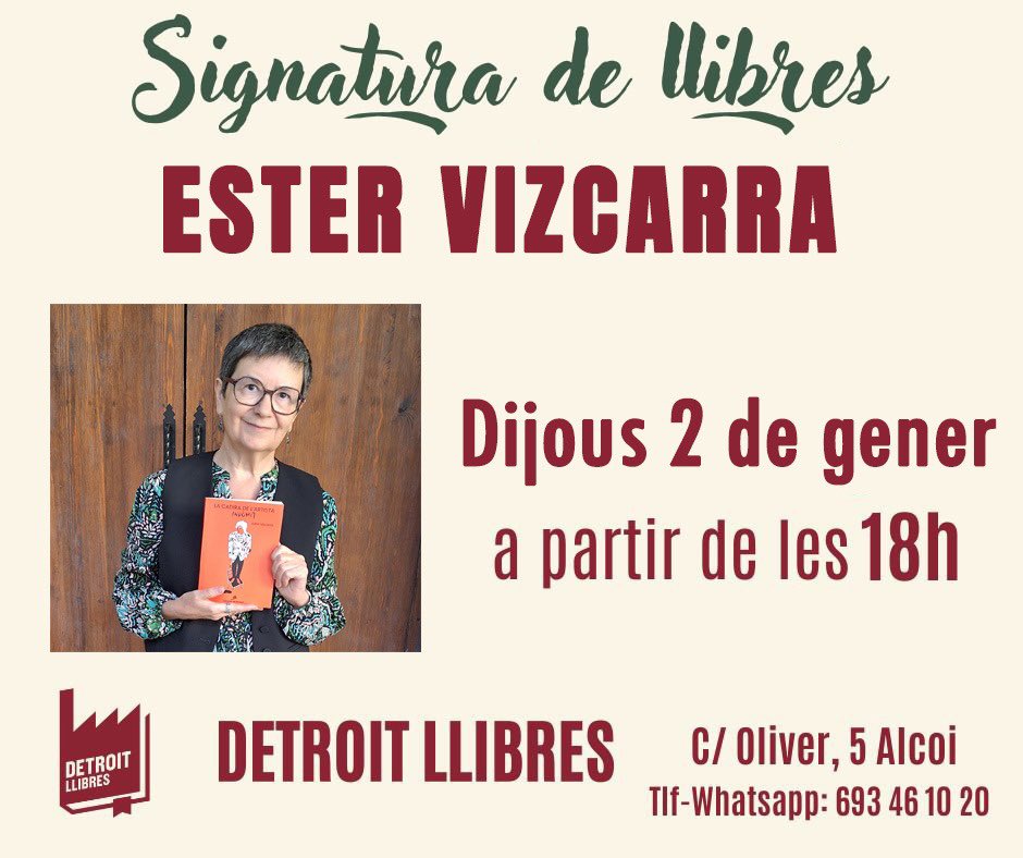 👉🏻 Bon any!! Comencem 2025 amb <a href="/EsterVizcarra/">Ester Vizcarra</a> signant exemplars de ‘La cadira de l’artista indòmit’ (<a href="/BullentEdicions/">Edicions del Bullent</a> ) ❤️

⏰ Demà dijous 2 de gener a partir de les 18h ☺️