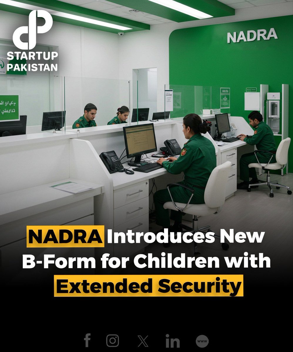 PakStartup's tweet image. NADRA is upgrading the B Form for children over 10 with mandatory fingerprints and photographs to enhance security and prevent misuse. 

#NADRA #BForm #SecurityUpgrade #ChildProtection #IdentitySecurity