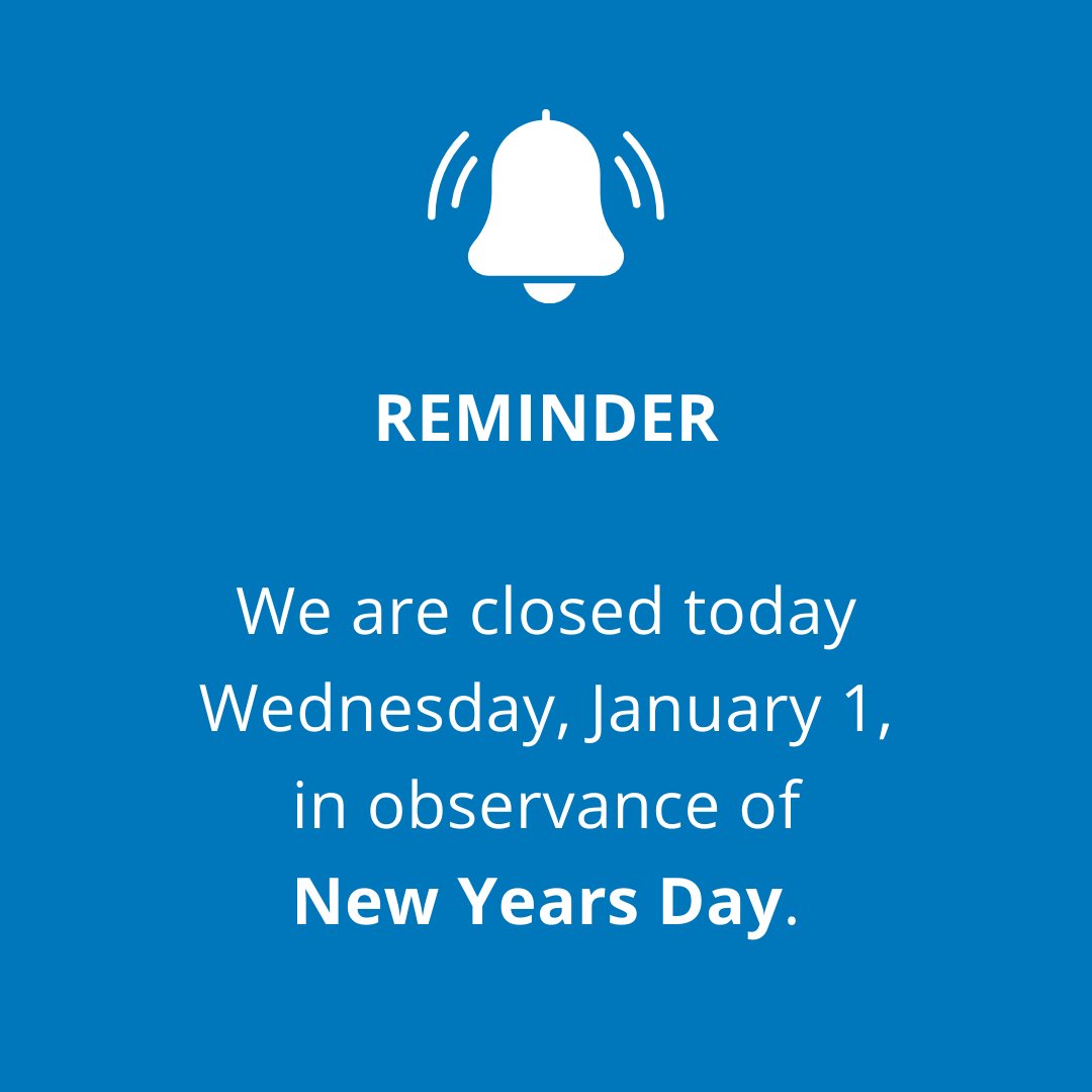 Reminder... we are closed today Wednesday, January 1, in observance of New Years Day. #ValleyStarCU #NewYearsDay #HappyNewYear #Holiday
