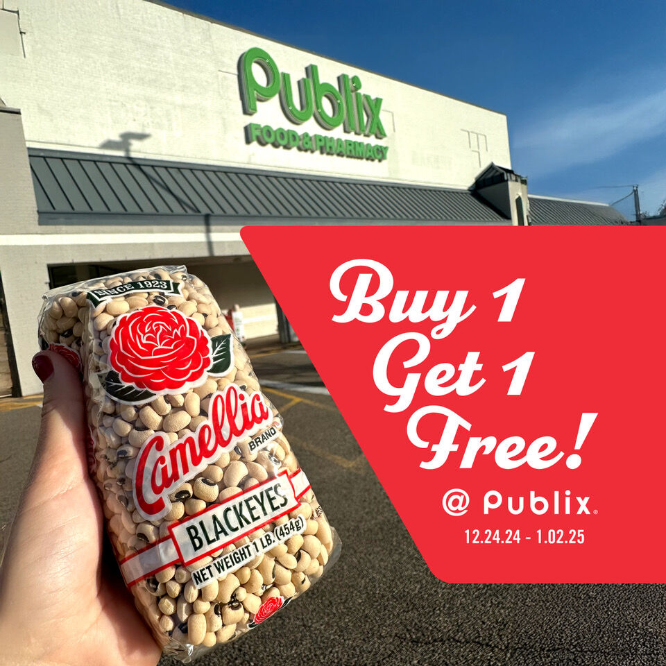 CamelliaBeans's tweet photo. Start 2025 off with luck and prosperity! 🍀 BUY 1 GET 1 FREE on Camellia Blackeye Peas at @Publix! 🫘
Run, don’t walk - this offer expires January 2nd!
Find a store near you: https://t.co/K8OIOY4W1l
#BeansDoneRight #CamelliaBeans #Publix https://t.co/560m2fkbj0