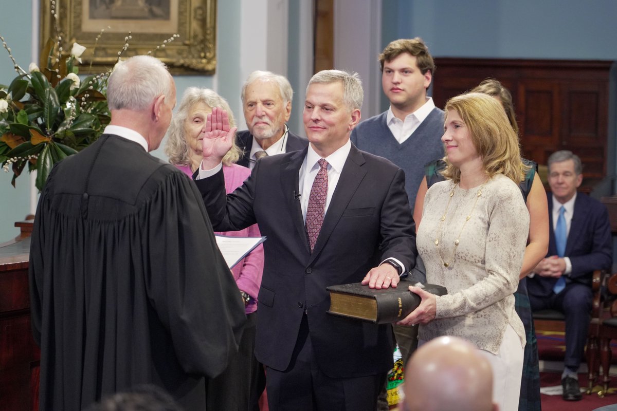 Beyond grateful to be sworn in as the 76th Governor of North Carolina. I love our state. Let’s get to work!