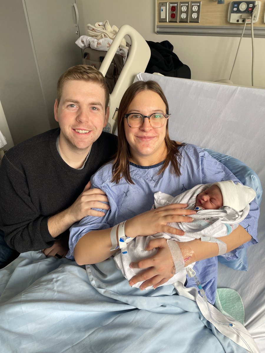 New parents Gabriella and Thomas Hamilton from Stoney Creek were delighted to welcome their daughter Theodora at 5:02 a.m. this morning. She is the first baby to be born at Joseph Brant Hospital (JBH) in 2025. Congratulations!