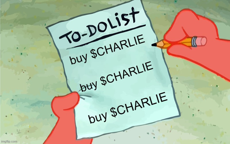 DEX PAID, WEBSITE DONE, SOCIALS UPDATED

TIME TO BUY $CHARLIE BOYS!