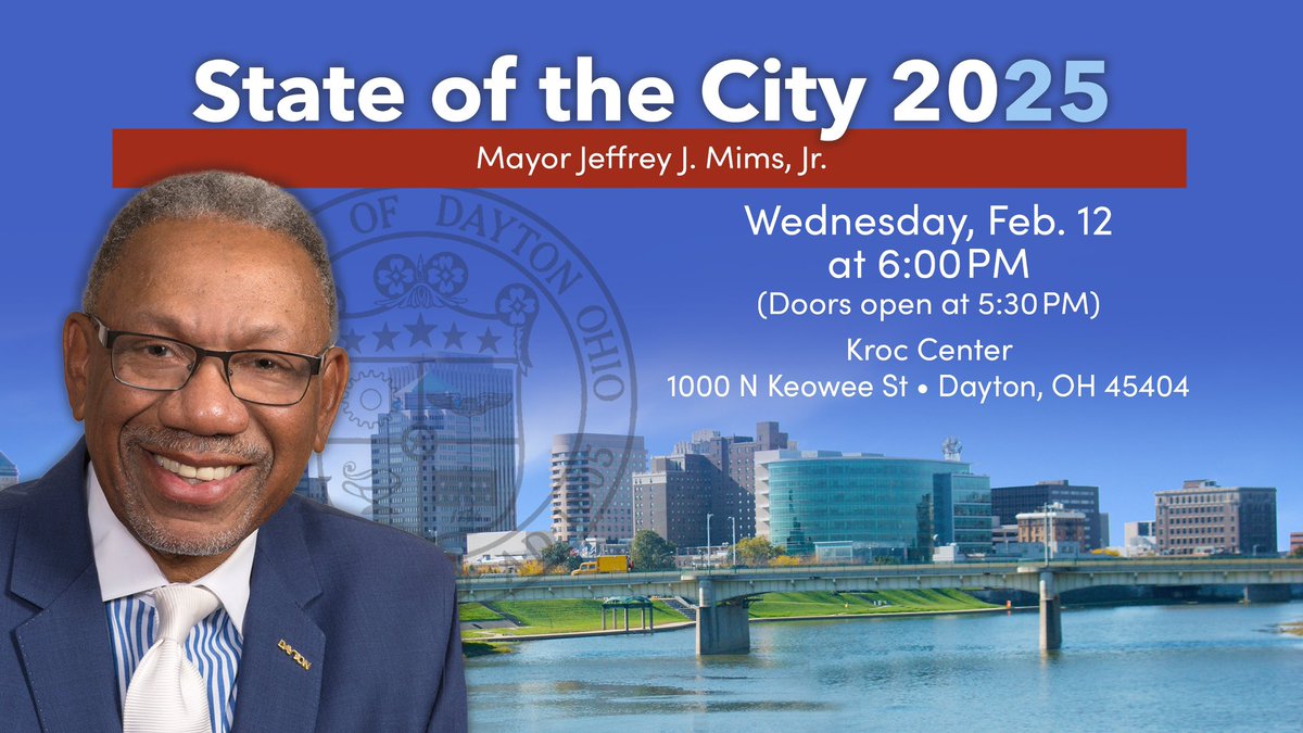 As we enter a new year, I am excited to invite you to the 2025 State of the City Address, where we will reflect on Dayton’s progress, celebrate our shared successes, and chart a path toward the future.

Together we’re building a better Dayton. Hope to see you there!