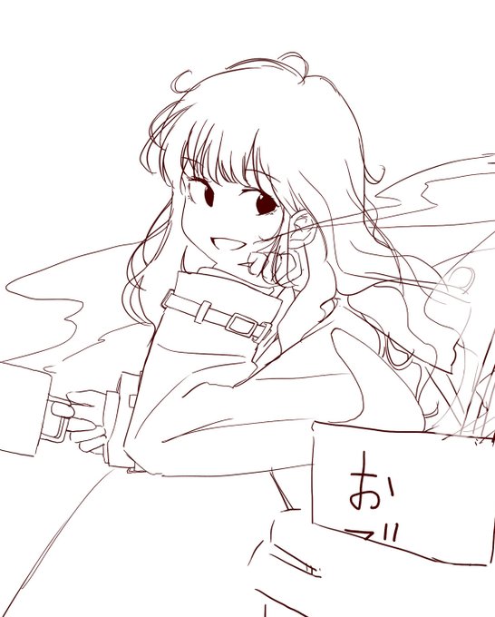 ウチのシホちゃんが、無事(?)に大人?大学生?になったら、をイメージして描いてみました!トレンチコート、ハイネックセーターを着てるイメージ。手で見えないけど^q^あと、一応黒髪のままのイメージです!!手前はマチコちゃんだといいなぁ!後日、清書する気がするとかしないとか。(`・ω・') 