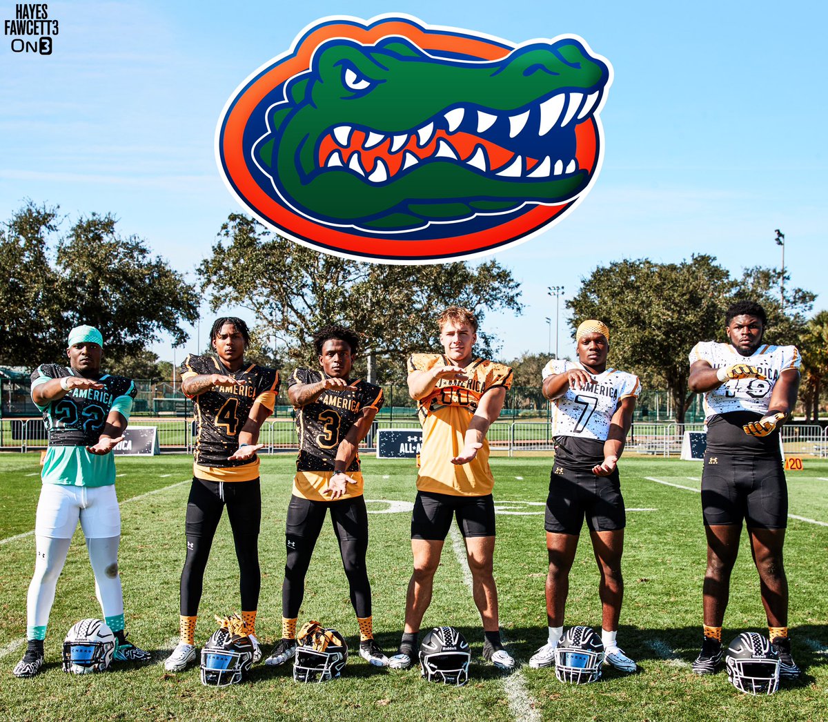 Florida is the most represented team at the Under Armour All-American Game with 6 recruits:

-RB Byron Louis
-WR Naeshaun Montgomery 
-WR Vernell Brown III
-QB Will Griffin (2026)
-LB Ty Jackson
-DL Jalen Wiggins

#GoGators 🐊 #UANext 

on3.com/college/florid…