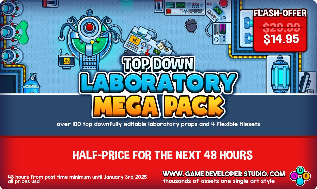 GameDev_studio's tweet image. Happy new year all! To kick off 2025 there&apos;s a brand new (huge) asset pack now available on the site: gamedeveloperstudio.com

#gamedev #indeigamedev #indiedev #gamedevelopment