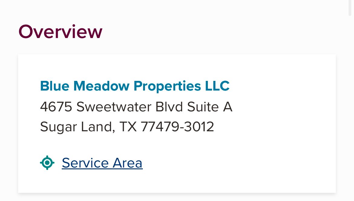wntrintel's tweet image. One “Shamsud Din Jabbar” is registered as the owner of Blue Meadow Properties LLC in Sugar Land, Texas. 

bbb.org/us/tx/sugar-la…