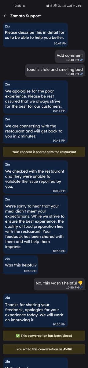 sandeepkumar_5's tweet image. Stale food delivered by proper10 restaurant. @zomato says, they couldn&apos;t validate this issue

Order id : 6490453809

The Paneer butter masala was stale and smelling bad. And you cannot be so irresponsible.

Please take it back, it is still near my dustbin.