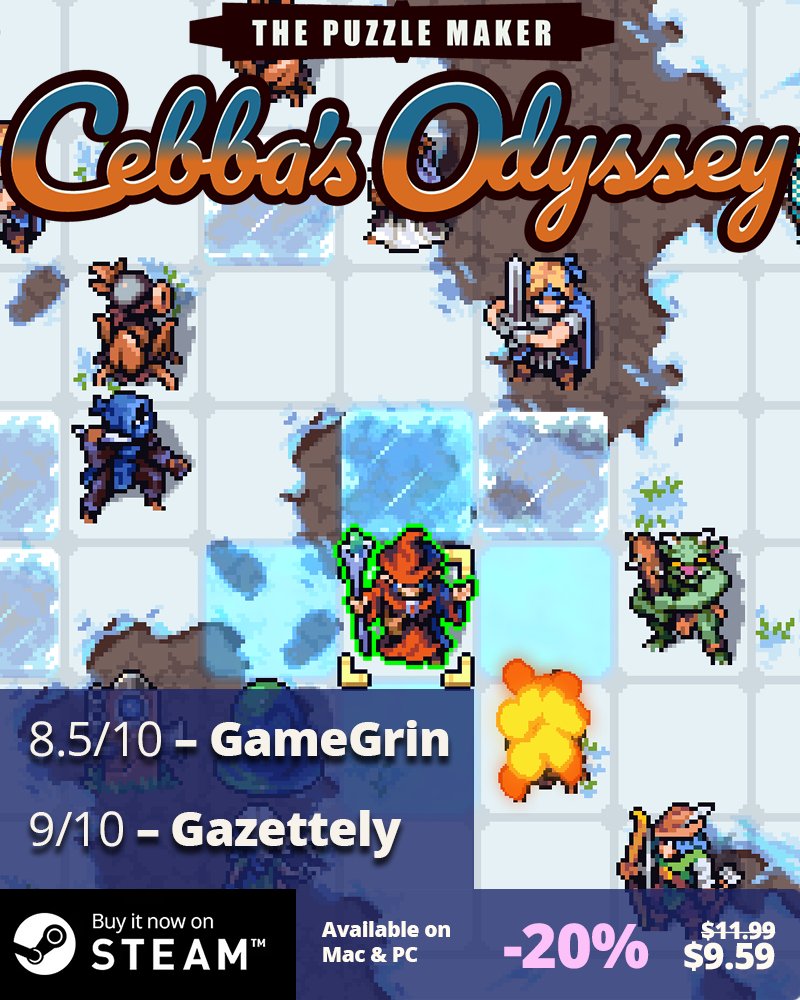 PuzzleMakerGame's tweet image. Only one day left to get The Puzzle Maker: Cebba's Odyssey at its lowest price yet! Don't wait!
#IndieGame #PixelArt #SteamWinterSale