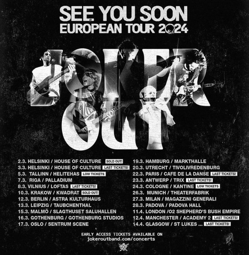 dariavkv's tweet photo. Joker Out Year in Review ✩°｡⋆⸜ 🎧✮
a thread🧵

January ⋆⭒˚｡⋆
-release of the concert film from Stožice. 
-moving to UK for 3 months 
-announcement of the European tour,,see you soon,, in 22 different European cities
-organizing a competition for support of their concerts https://t.co/QnUFDGW33O
