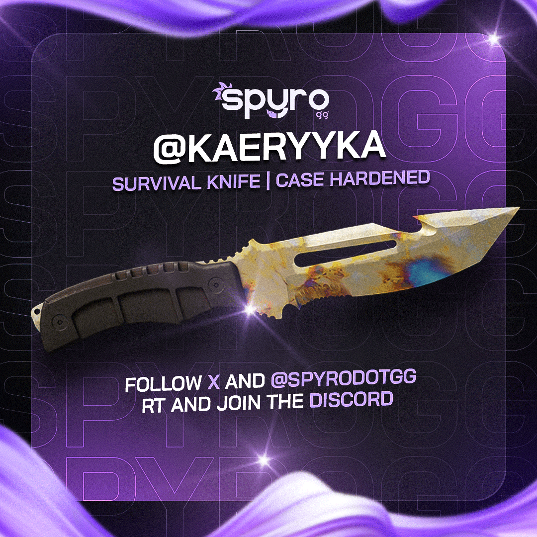 kaeryyka's tweet photo. ¿Empezamos el año con un sorteito? 🔥💞

💰$200 Survival Knife Case Hardened 

✅Follow @Spyrodotgg & @kaeryyka 
✅RT
✅Join: https://t.co/fQc8ijgr19

⏰Ganador en unos 5 días!