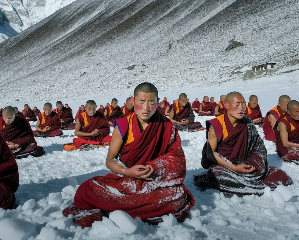 despertar's tweet photo. SORPRENDENTE🤯

Los monjes tibetanos desafían a la muerte a -15 °C. 

Meditan 3 horas en la nieve sin temblar.

Investigadores de Harvard descubrieron su secreto para activar el 'calor interno'.

Aquí te explico todo 🧵 https://t.co/QMT819hNVL