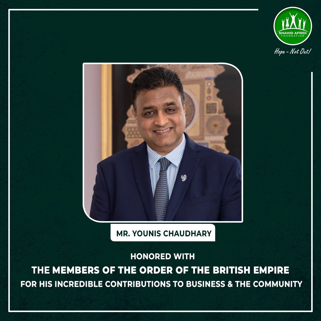 Pleased to see our Patron for the North, #Younis Chaudhary honoured with the prestigious MBE award for his contributions to business &amp; community🌟Congratulations on this well-deserved recognition#MBE#SAF #HopeNotOut@RegalFoods @safoundationN @safstudentsuk @safoundationuk#honours