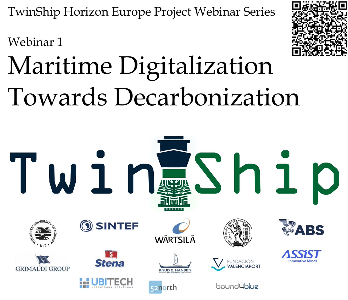 pererauit's tweet photo. Webinar 1 - Maritime Digitalization Towards Decarbonization (Wed, Feb 26, 2025) - TwinShip Horizon Europe Project (https://t.co/1xYxcQ6Nsx) is organizing a webinar. 
(Registration Link: https://t.co/zPezyRriXa &amp; Consortium information: https://t.co/ztAl0UqjC6) https://t.co/JhtX1aMsdx