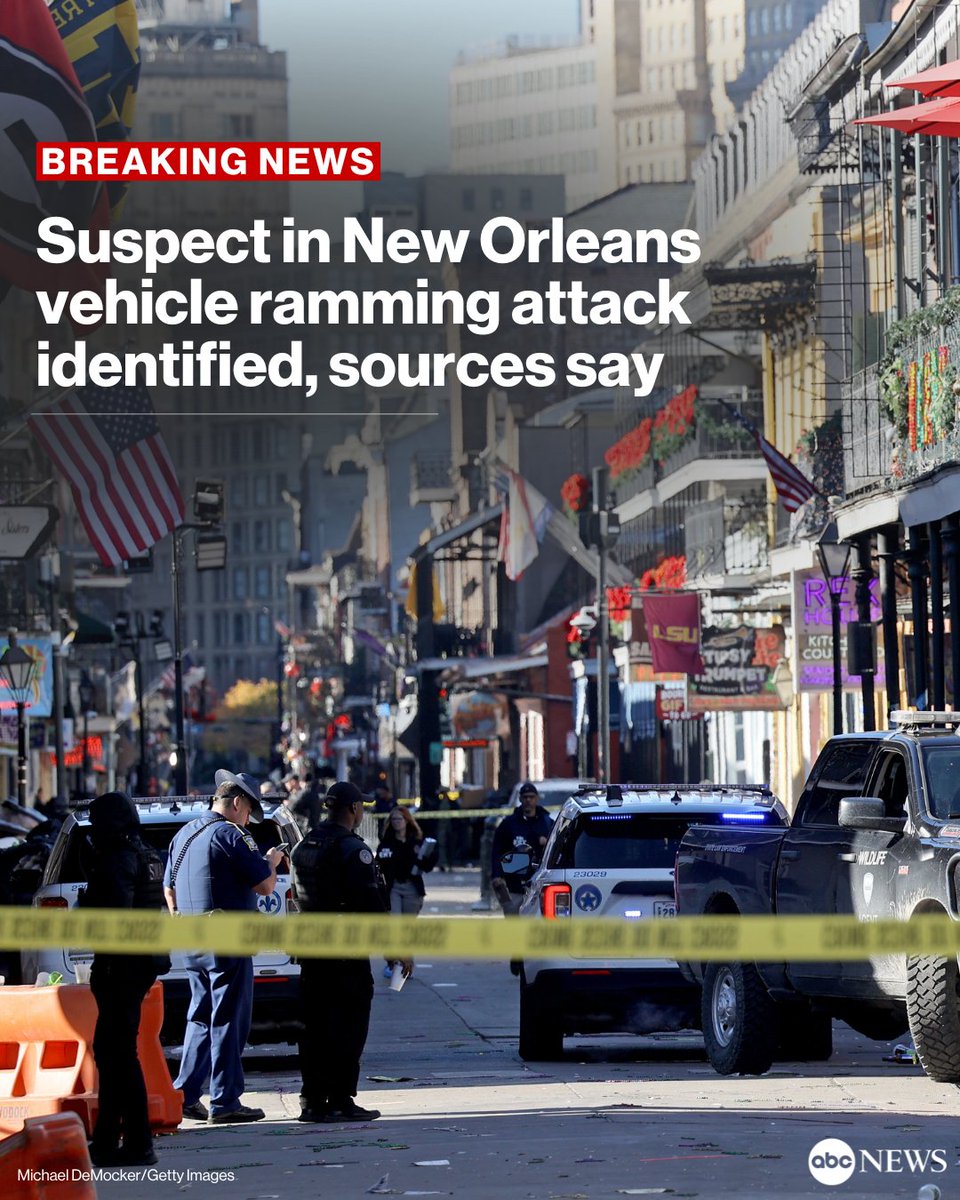 ABC's tweet photo. The suspect in the deadly vehicle ramming attack in New Orleans has been identified by sources as Shamsud Din Jabbar, 42.

Investigators are probing whether the deceased suspect had a connection to ISIS, law enforcement sources say.

Follow live updates: https://t.co/SXoOaYVf6i https://t.co/tcpAj6HzuN