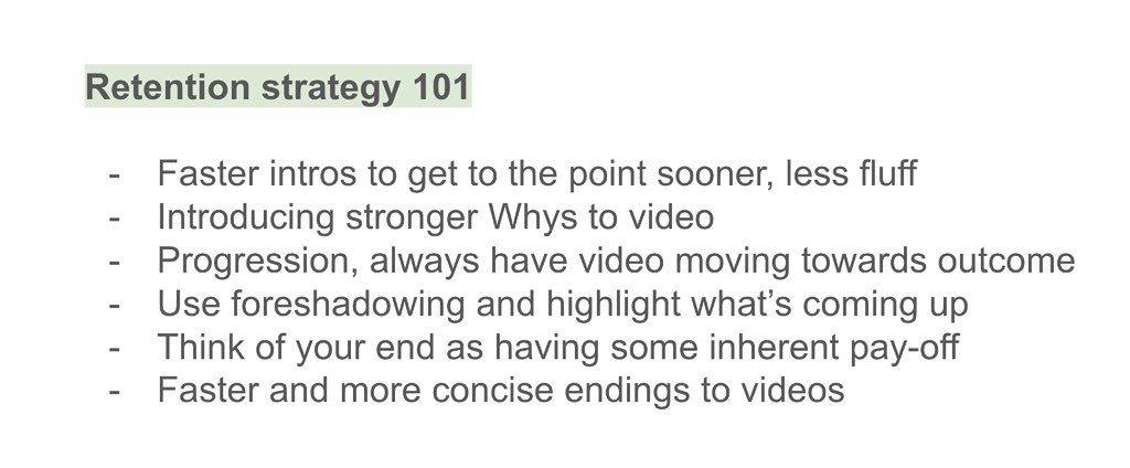 PaddyG96's tweet image. 4. Retention strategy 

This is the area where Ian still needs to improve and is actively working on each video. 

However, just applying these principles below has made a world of difference to how his videos retain viewers.